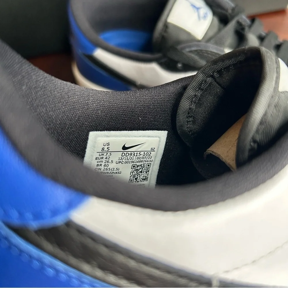 Nike Air Jordan 1 Retro Low Golf Royal Toe (8.5M/10W)